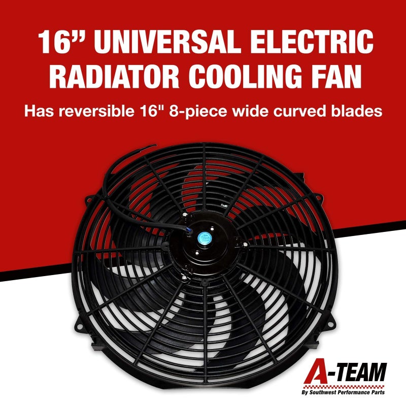A-Team Performance Radiator Electric Cooling Fan - Electric Radiator Fan Kit for Cars - Reversible Push-Pull Assembly, 3000 CFM - Thermostat & Mounting Kit - 16 in, 12V, 8-Blade - Image 3